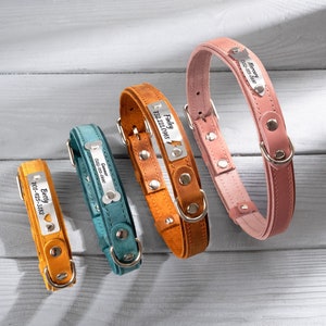 Leather dog collar, personalized dog collar leather, cat collar personalized, cat collar leather, puppy collar, pin buckle collar boy girl