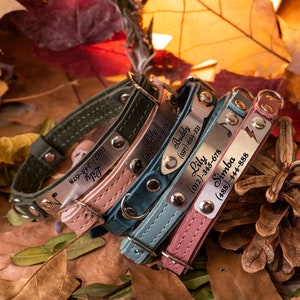 Leather Cat Collar With Name Personalized Cat Collar Engraved