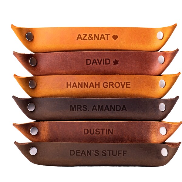 Personalized Valet Snap Tray. Personalized Leather Catchall. Leather Tray. Office Gift. Desk Organizer. Desk Catch All.