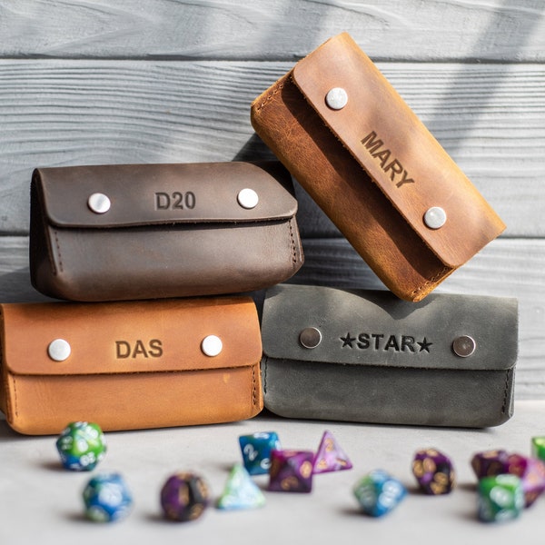 Personalized Leather Dice Bag, DnD Dice Holder