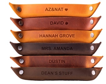 Personalized Valet Snap Tray. Personalized Leather Catchall. Leather Tray. Office Gift. Desk Organizer. Desk Catch All.