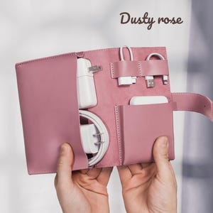 Travel cable Organizer Birth Flower cord organizer personalized Leather tech organizer Tech Accessories Digital Accessory Bag Cases