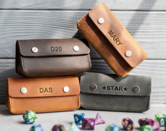 Leather Dice bag, Personalized dice bag dnd, DnD dice holder, Leather Dice storage