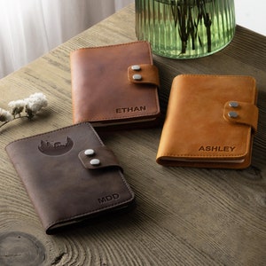 Couverture pour carnet de notes en cuir personnalisée au format de poche avec fermoir, porte-stylo et porte-cartes Monogramme en relief, cadeau de voyage