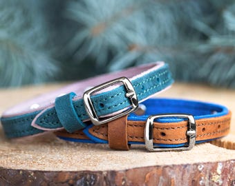 Leather Cat Collar with Name - Personalized Silent Tag Collar for Cats & Small Dogs | Custom Gift for Pet Lovers