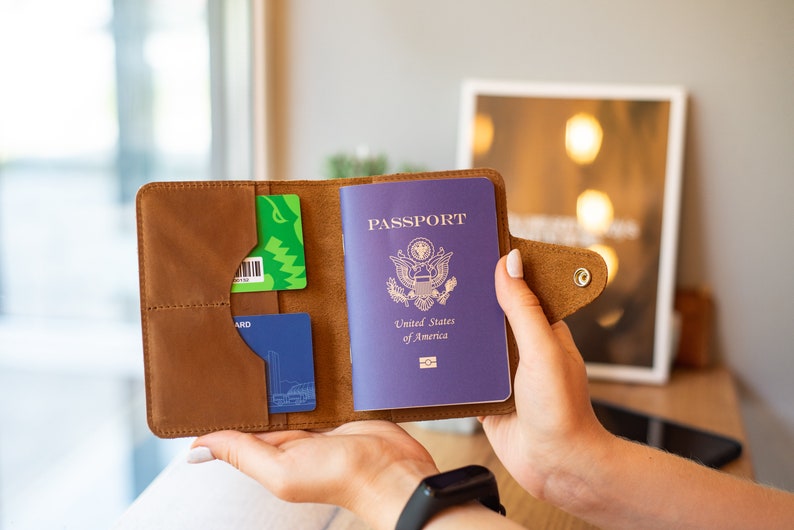 Passport cover, Personalized leather passport holder, Personalized wallet passport for men and women, Monogram passport image 2