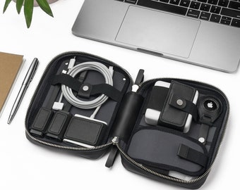 Electronics Organizer Bag Portable Travel Accessories Case for Chargers, Cords, Cables, Batteries Gift for Him Gift for Her