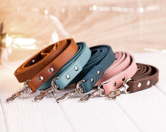 Personalized Full-Grain Leather Dog Leash, Heavy-Duty Clasp, Pet Accessories