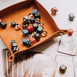 Scroll of Rolling Dice rolling tray or leather rolling mat with detachable straps personalized image 4