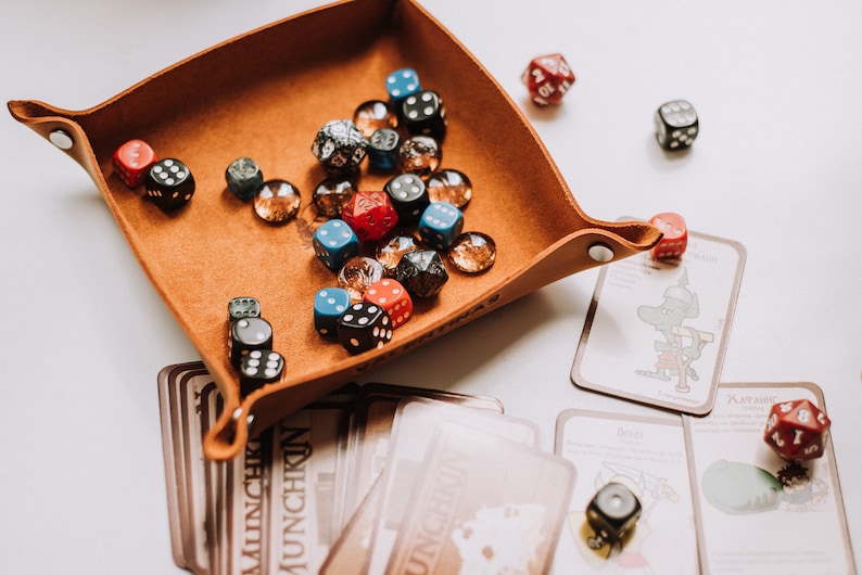 Scroll of Rolling Dice rolling tray or leather rolling mat with detachable straps personalized image 4