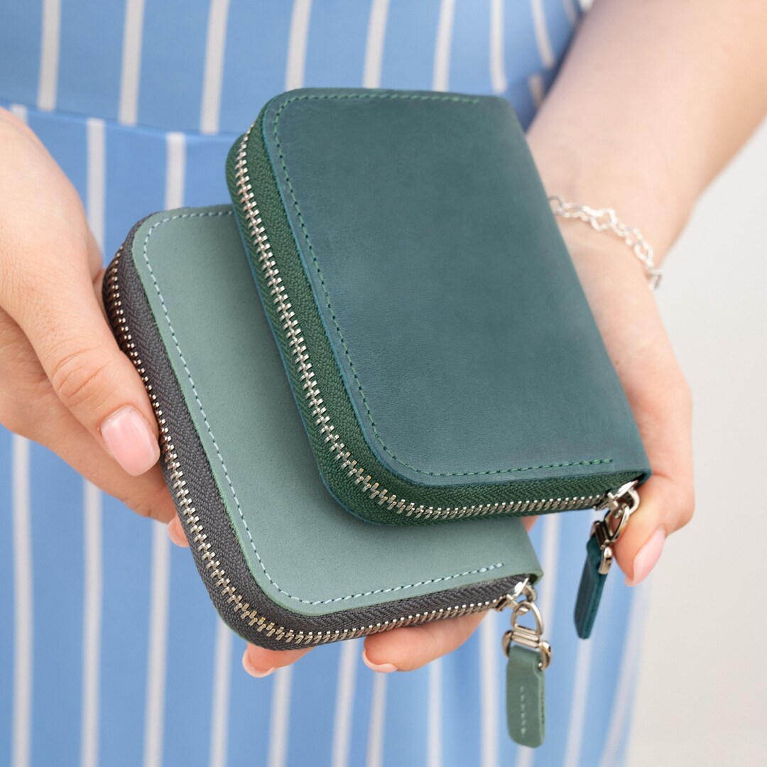 Small Wallet Women Leather Zip Around Cute Engraved Leather Wallet Slim Purse Wallet Anniversary Gift Etsy Canada