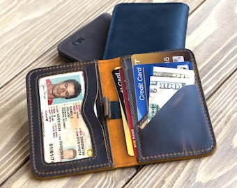 Cartera de cuero con bolsillo frontal delgado, tarjetero personalizado para hombre / Estilo minimalista moderno: un regalo atemporal y considerado para él