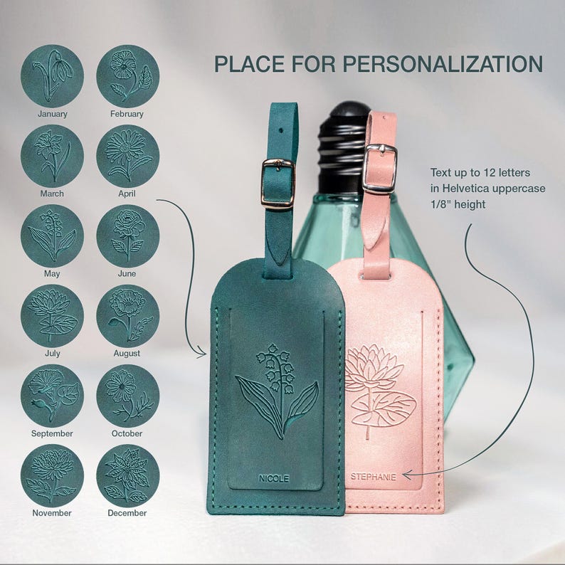 Passport cover, Personalized leather passport holder, Birth Month flower Personalized wallet passport for women, Monogram passport