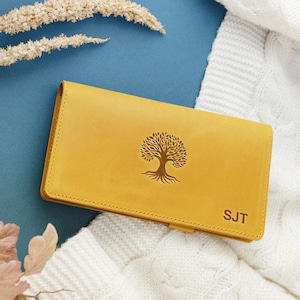 Funda de chequera de cuero personalizada Cartera de chequera personalizada en relieve: regalo elegante y funcional para mamá y papá