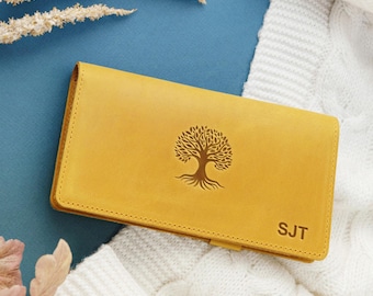 Personalized Full-Grain Leather Checkbook Cover – Embossed Wallet