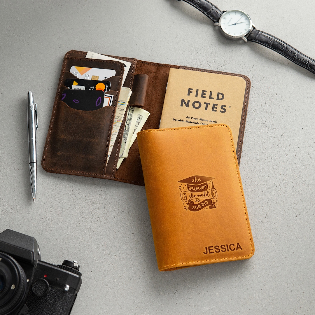 Personalized Leather Field Notes Cover – Graduation Gift, Refillable ...