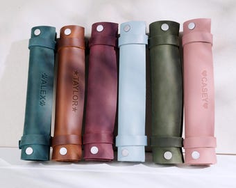Personalized Leather Dice Tray, Detachable Straps, Custom Valet Tray