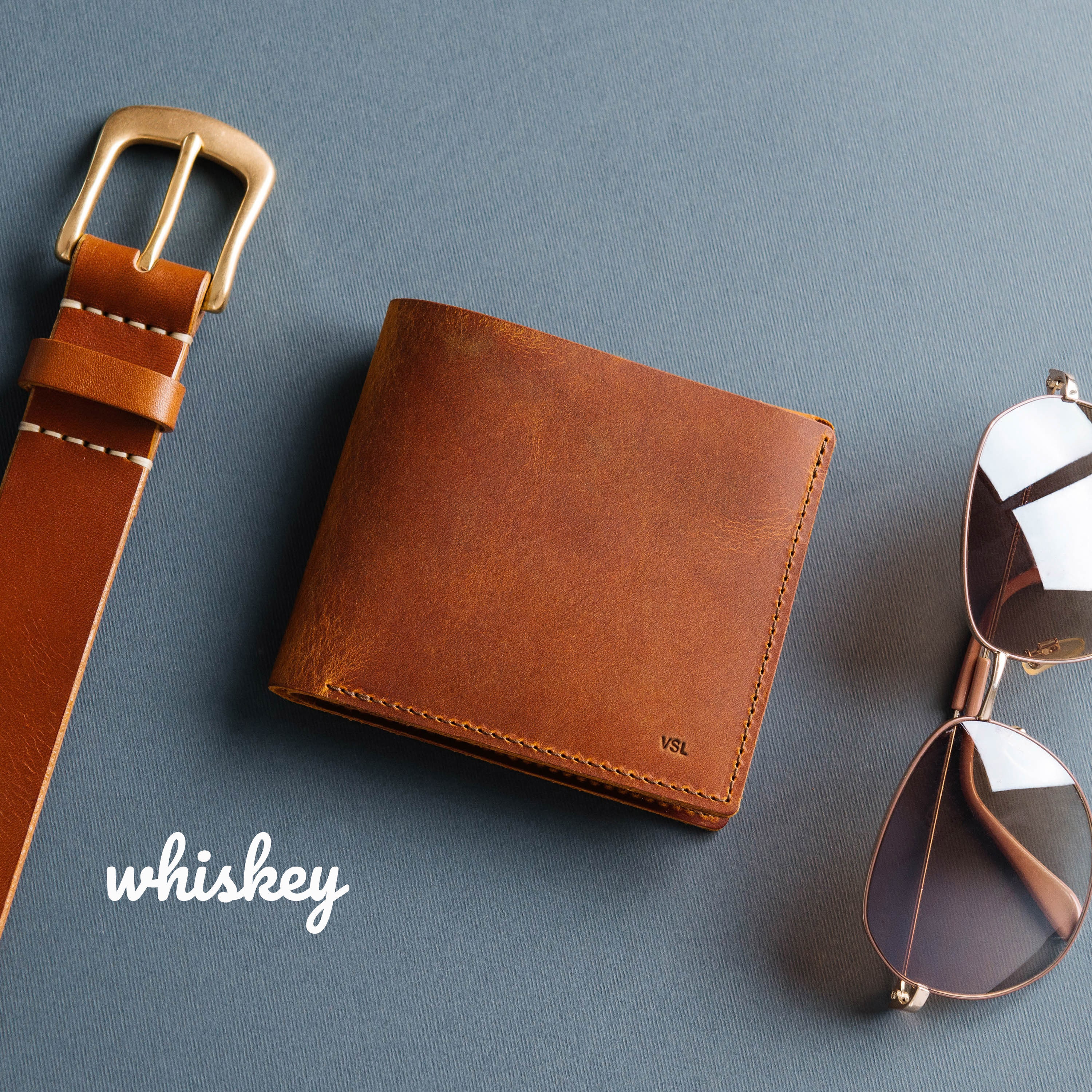 Personalized Men's Leather Airtag Wallet with Monogram | Vintage Leather Wallet with 2 ID Windows & Custom Quote, Gift for Dad