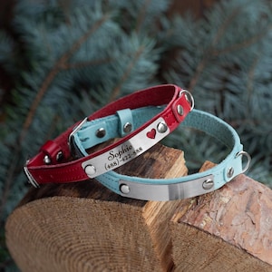 Cute Leather Cat Collar with Engraved Name Plate – Personalized, Comfortable, and Stylish Gift for Your Fluffy Kitty