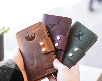 Personalized Full-Grain Leather Field Notes Cover - Handmade Refillable Journal