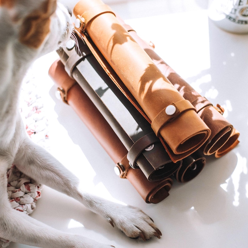 Scroll of Rolling - Dice rolling tray or leather rolling mat with detachable straps personalized