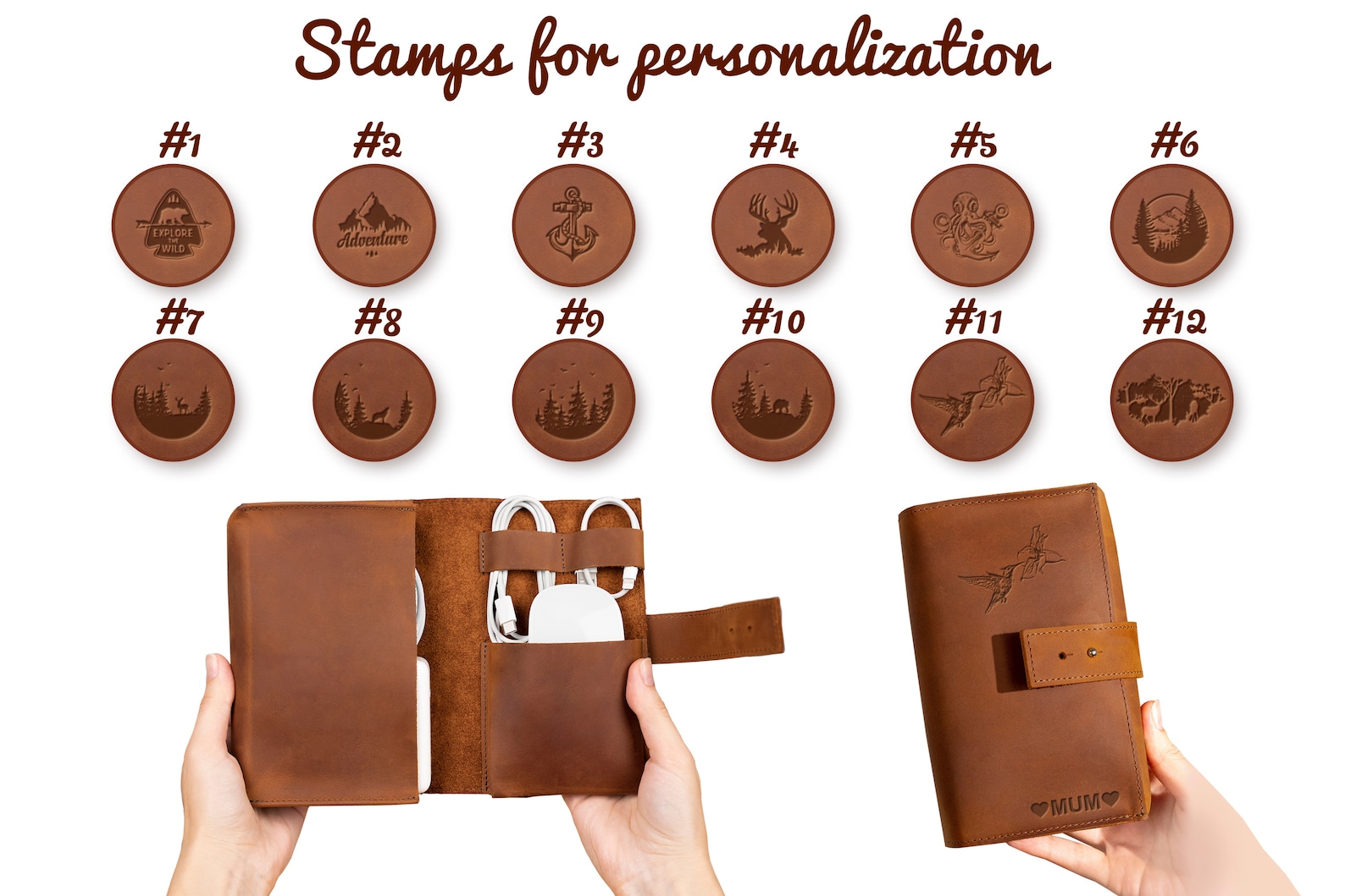 Personalized Christmas Gift Travel Cable Organizer Leather Etsy