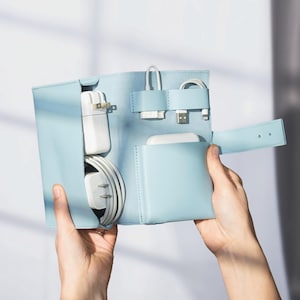 Travel cable Organizer Birth Flower cord organizer personalized Leather tech organizer Tech Accessories Digital Accessory Bag Cases