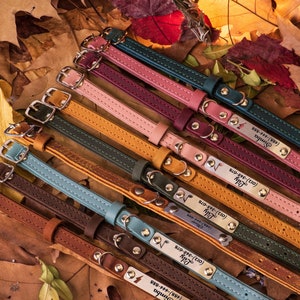 Cat Collar, Personalized Cat Collar with Name, Leather Engarved Cat Collar