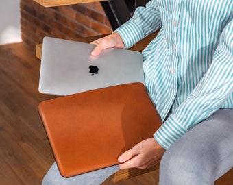 MacBook Pro/Air 13/14/16 inch M1 M2 leather sleeve, leather laptop case, Personalized laptop sleeve, Protective sleeve, Gift for him