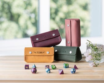 Personalized Leather Dice Case: Engraved RPG Dice Holder