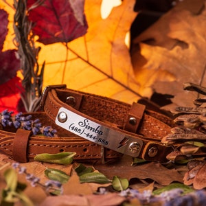Leather Cat Collar with Name, Personalized Cat Collar, Engraved Custom Cat Collar image 3
