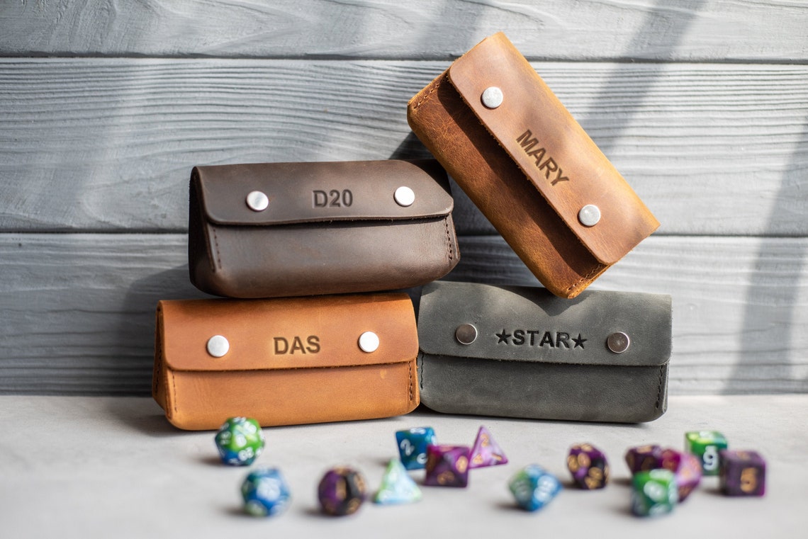 Personalized Leather Dice Bag