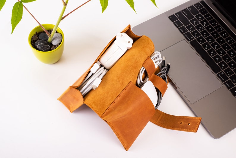 Laptop charger pouch charger case Personalized leather Etsy