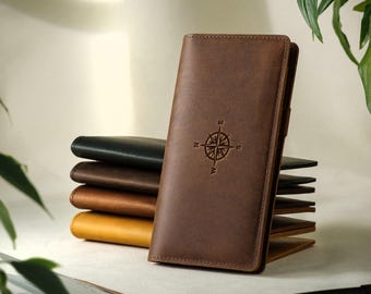 Personalized Full-Grain Leather Checkbook Cover with Monogram