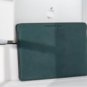 MacBook Air 13 14 15 M3 M2 M1 leather sleeve, MacBook Pro 13 16 M3 M2 M1 case, Dell XPS 13 sleeve personalized with name monogram embossed