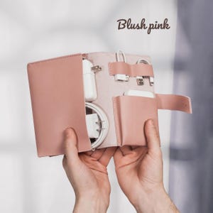 Travel cable Organizer Birth Flower cord organizer personalized Leather tech organizer Tech Accessories Digital Accessory Bag Cases