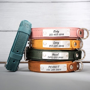 Leather dog collar, personalized dog collar leather, cat collar personalized, cat collar leather, puppy collar, pin buckle collar boy girl