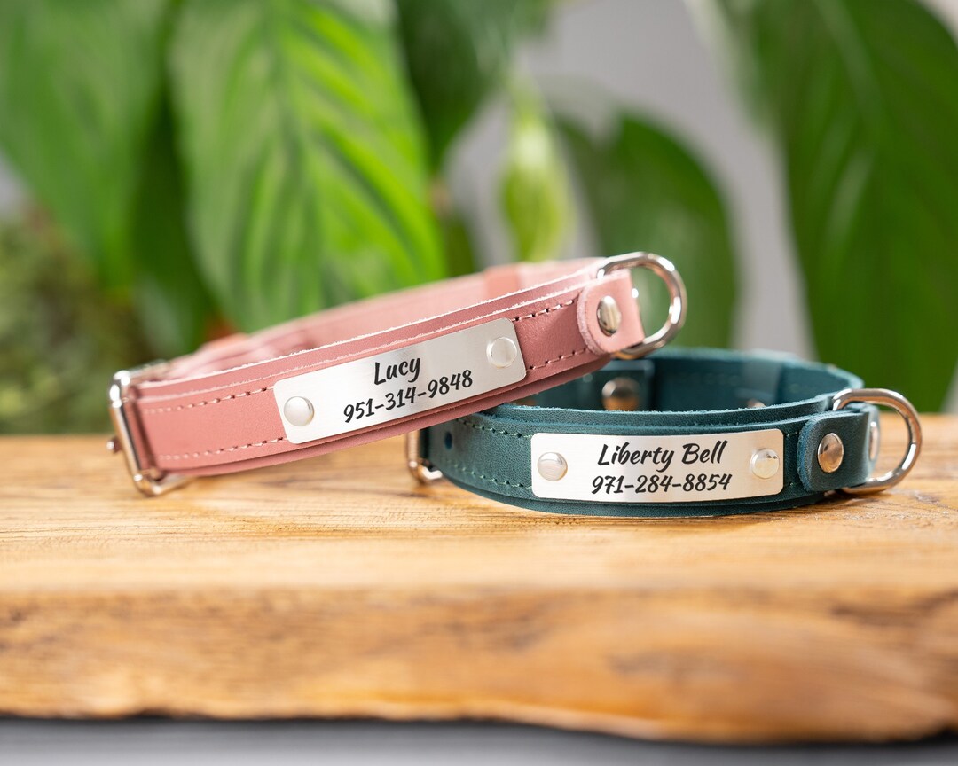 Engraved Leather Dog Collar, Personalized Dog Collar With Name, Dog