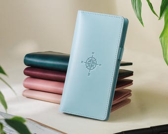 Personalized Full-Grain Leather Checkbook Cover – Embossed Wallet, Mom Gift