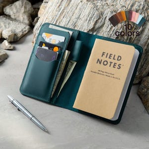 Porte-billets en cuir personnalisé - Cadeau classique pour garçons d'honneur | Couverture en cuir personnalisée pour carnet de notes Field Notes