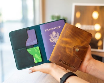Personalized Full Grain Leather Passport Holder, Travel Wallet