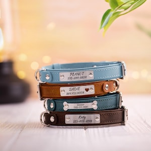 Personalized leather Custom dog collar with name dog tag - Perfect Gift for Pet Lovers!