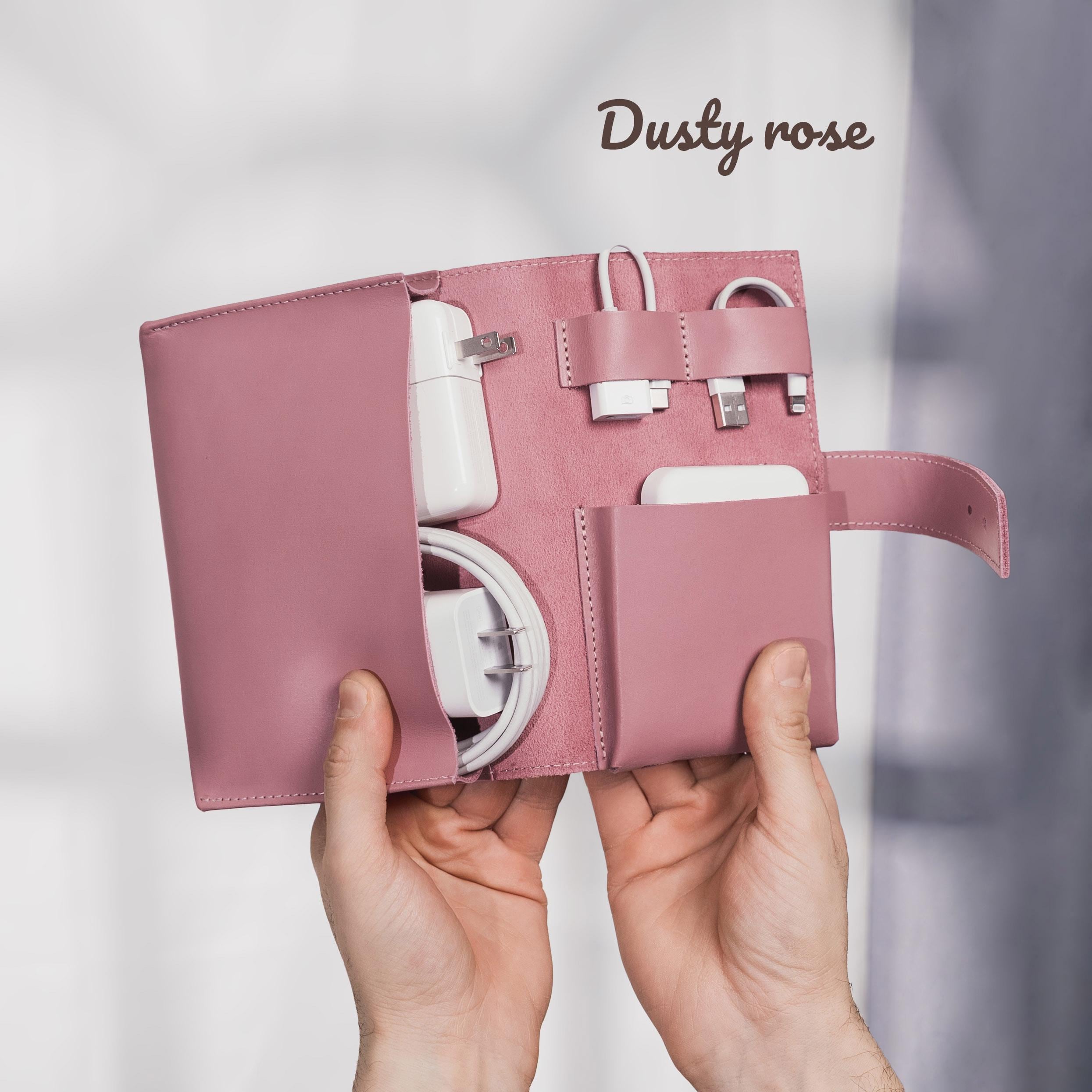Travel cable Organizer Birth Flower cord organizer personalized Leather tech organizer Tech Accessories Digital Accessory Bag Cases