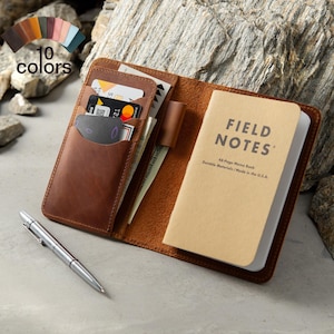 couvre-billets en cuir personnalisé : cadeau de voyage pour écrivain | Couverture de journal personnalisée pour carnet de poche