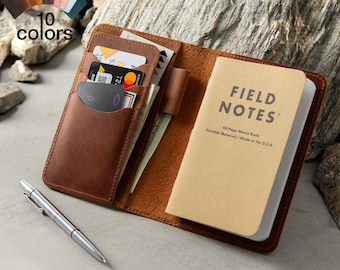 Personalized Leather Field Notes Cover – Travel Gift for Writers | Custom Journal Cover for Pocket Notebook