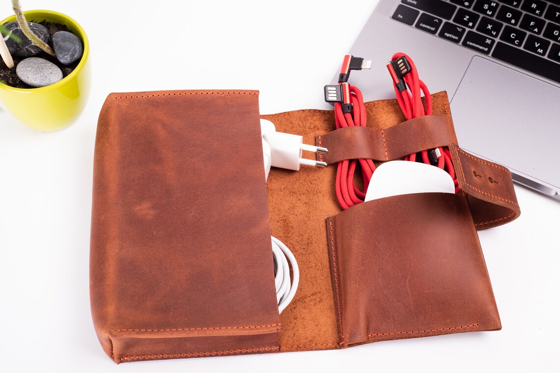 Tech organizer tech organizer pouch tech organizer leather Etsy