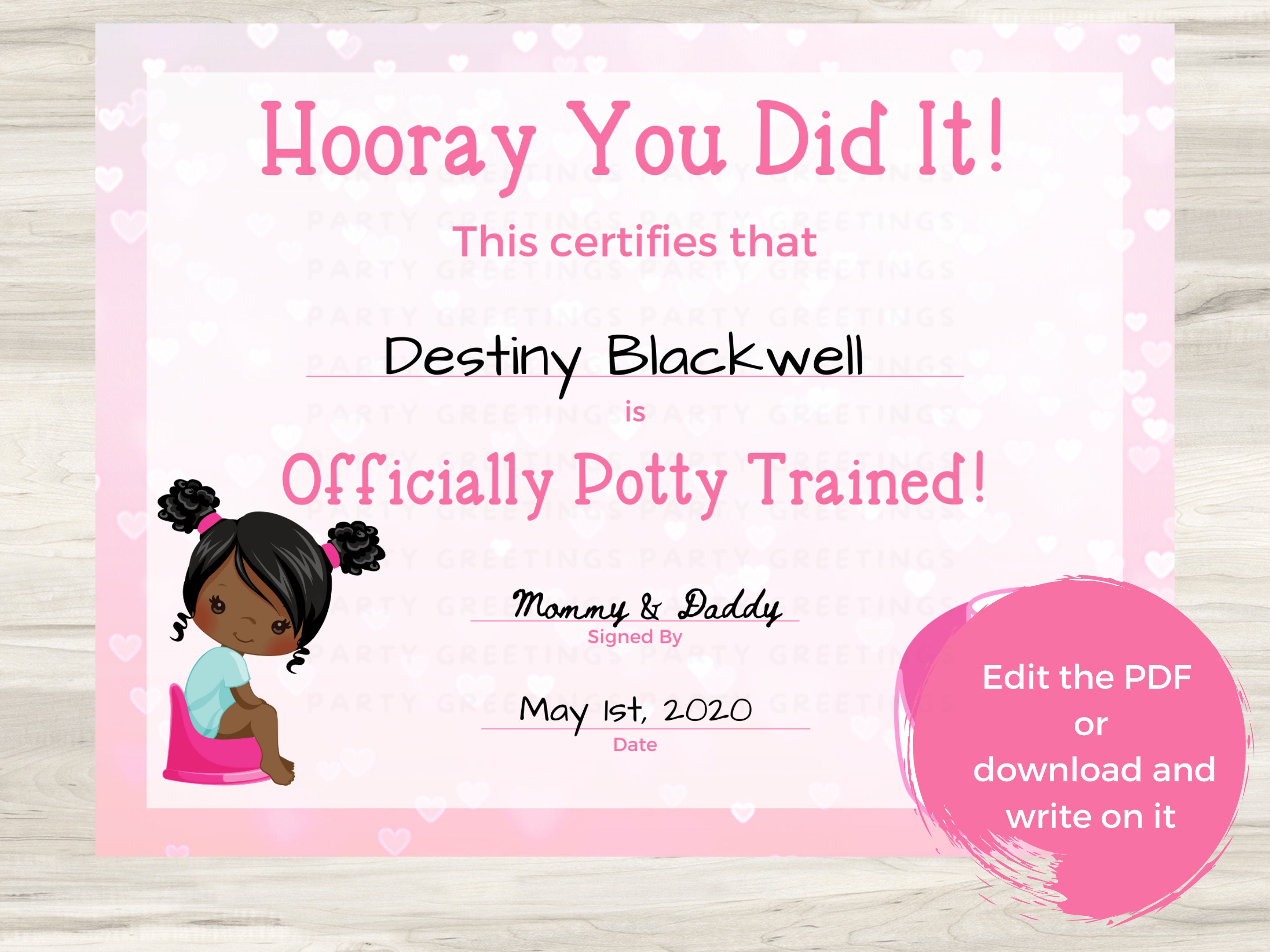 Editable Potty Training Certificate Diploma Keepsake - Etsy