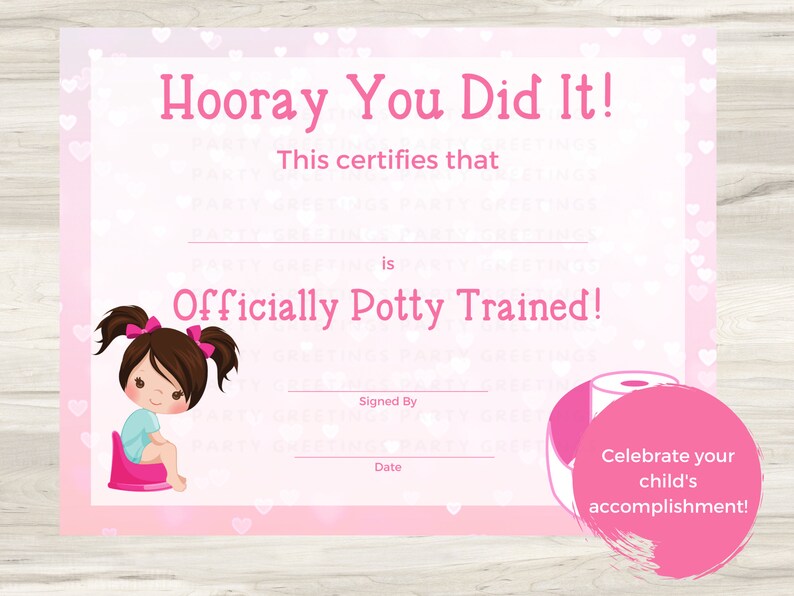 Editable Potty Training Certificate Potty Training Award Etsy