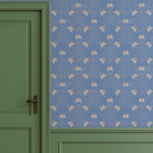 Blue and white floral wallpaper, Blue elegant wallpaper Rustic home decor Blue floral wallpaper peel and stick Neutral wallpaper