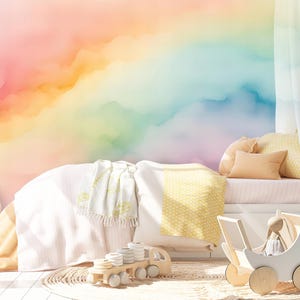 Colorful Wallpaper Peel and Stick Baby Nursery Rainbow Wall paper for Kids Bedroom Removable Color Splash Wallpaper Multicolor Mural Woven